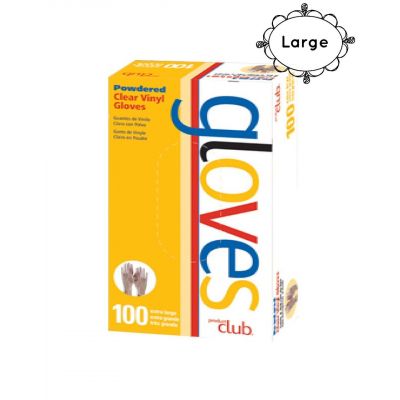 100CT Powdered Clear vinyl Gloves Large available in Trinidad and Tobago.