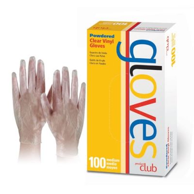 100CT Powdered Clear Vinyl Gloves Medium available in Trinidad and Tobago.